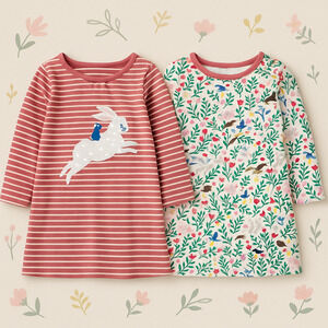 🌸 Baby Boden Reversible Bunny & Floral Dress | Easter Spring | 18-24 Mos /92 cm